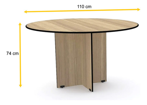 Mesa De Reunião Redonda Pandin Maxxi - Naturalle/preto Naturalle/preto