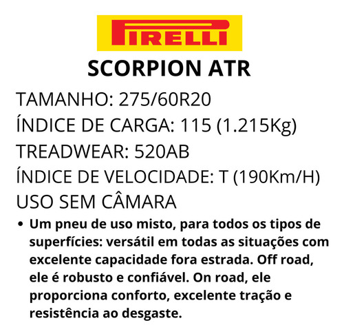 Par Pneu Pirelli 275/60r20 115t Scorpion Atr