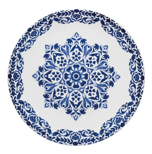 Conjunto De 6 Pratos Rasos 28cm Coup Blue Indian Porcelana