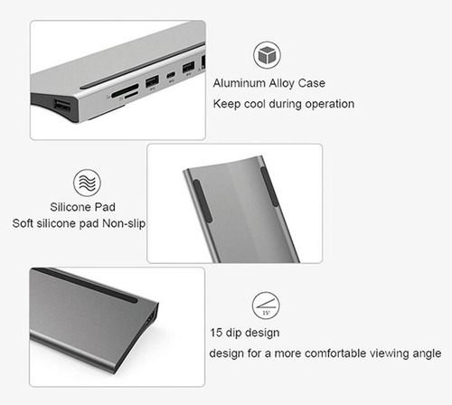 Imagen 6 de 8 de Adaptador Usb Tipo C 11 En 1 Docking Station Macbook / Pc