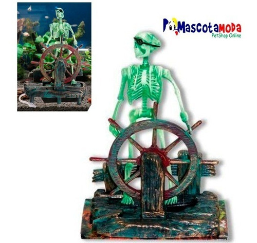 Imagen 1 de 1 de Esqueleto Hundido Manejando Timon Barco Decoracion Acuario