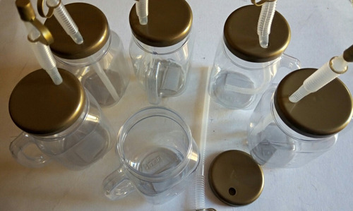 Vasos Mason Jar De Plastico Vaso Jarra Con Asa Y Pitillo