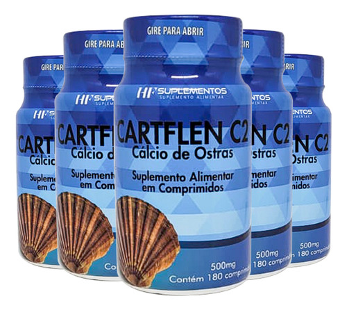 5x Cartflen C2 Calcio De Ostras 500mg 180 Cps Hf Suplements
