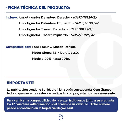 Imagen 2 de 9 de Kit Amortiguadores Delanteros Y Traseros Ford Focus 3 13+