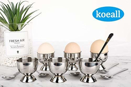 Imagen 5 de 8 de Huevera Koeall Juego De Tazas Para Huevos De Acero Inoxidabl