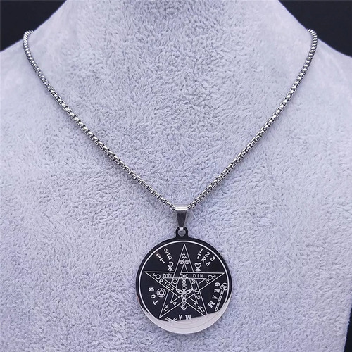 Taikula Collar Medalla Tetragramaton Pentagrama Dije Pentáculo Salomon Colgante Cinco Puntas Protección Amuleto Energía Luz Y Sabiduria En Acero Inoxidable(plateado)