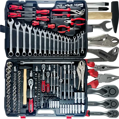 Kit Jogo De Ferramenta Maleta 180 Peças Soquete Chave Preto