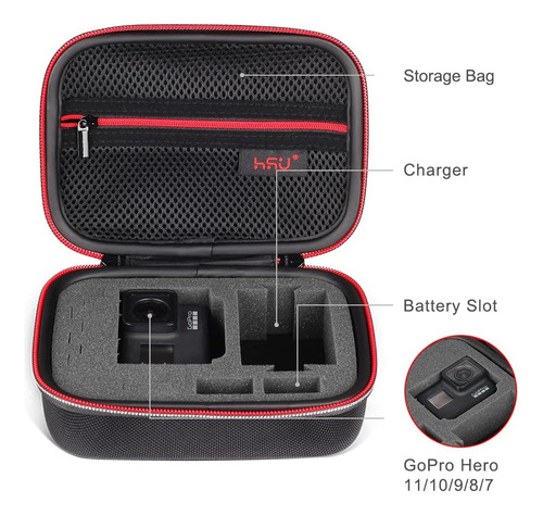 Funda Pequeña Hsu Para Gopro Hero 12/11/10/9/8/7/6/5 Negra,