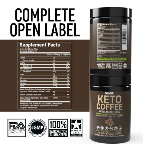 Café Keto Coffee Natural Mct Cetogénica Sin Azúcar 245grs
