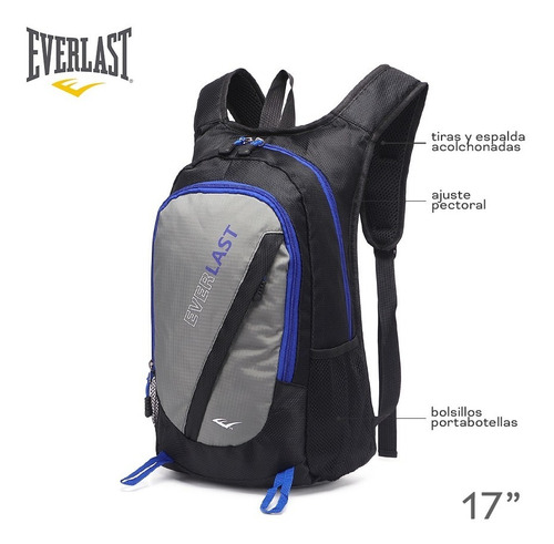 Mochila Liviana Impermeable Everlast Gym Running Bicicleta 