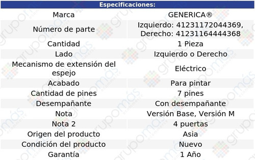 Espejo Der O Izq C/desemp 7 Pines 320i 01 Al 04