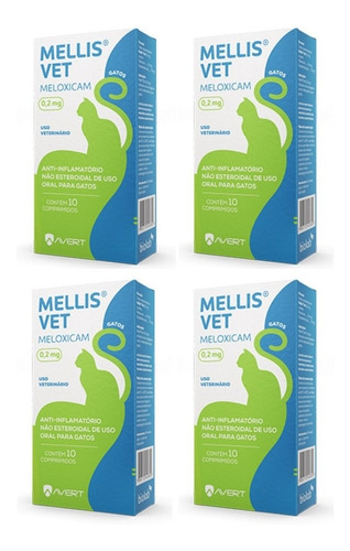 Kit 4 Un. Mellis Vet Para Gatos 0,2mg 10 Comp. Avert