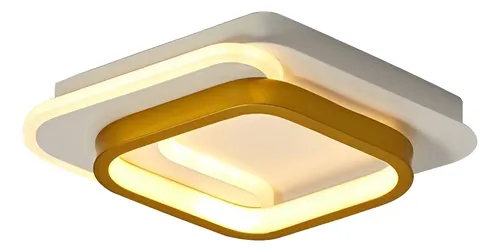 Luminária Teto Moderna Plafon Sobrepor Quadrado Luz 110/220v 127/220v Dourado