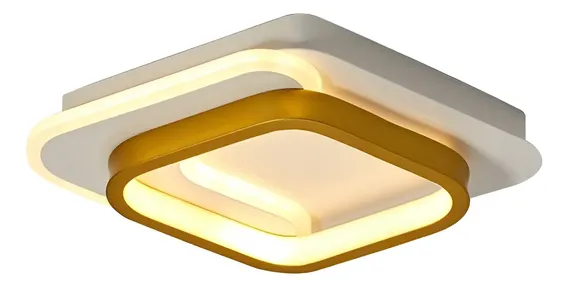 Luminária Teto Moderna Plafon Sobrepor Quadrado Luz 110/220v 127/220v Dourado