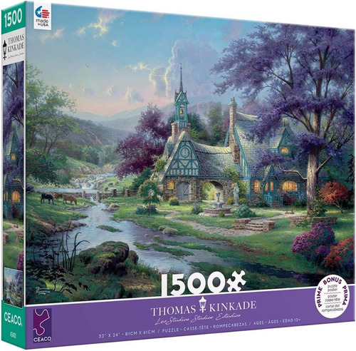 Cabaña Del Reloj Kinkade Rompecabezas 1500 Pz Rio Primavera