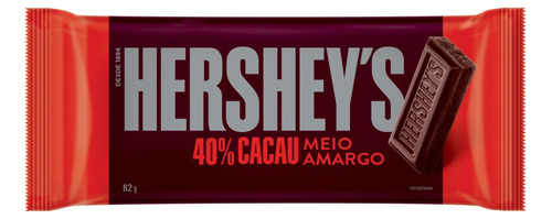 Chocolate Meio Amargo 40% Cacau Hershey's  Sem Glúten Pacote 82 G