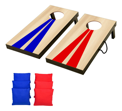 Juego De Cornhole Portátil Con 6 Pufs Para Interiores Y Exte