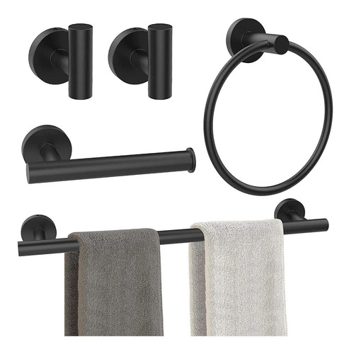 Juego De Accesorios Para Baño Negro - 5 Piezas