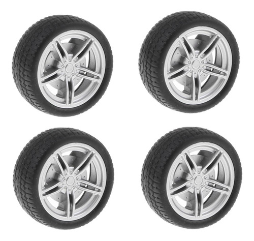 3 X 4 Unids Llantas De 40mm 5 Con Neumáticos De Goma