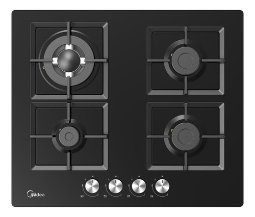 Encimera A Gas 4 Quemadores Negra 60cm Midea
