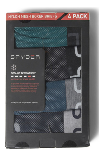 Boxer Spyder 4 Pack Hombre Nylon Mesh 100% Original