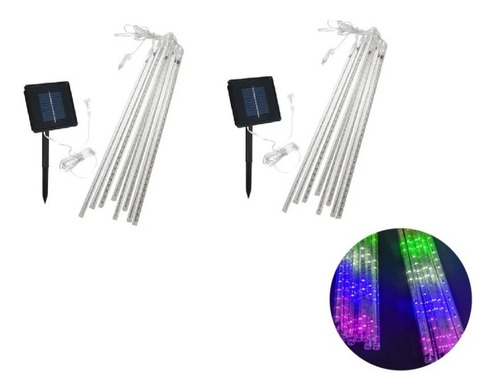 Pack 2 De Luces Led Tubo Guirnalda Lluvia Cascada Navidad 