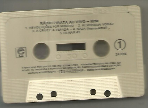 K7 Cassete - Rpm - Rádio Pirata Ao Vivo - 1986 (Usado)