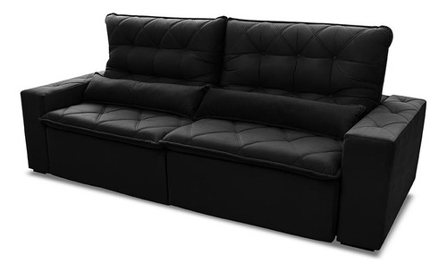 Sofá Retrátil Reclinável Islândia 2,30m Preto C/ Molas