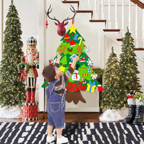 Nuevo Juego De Árbol De Navidad De Fieltro Con Cadena De