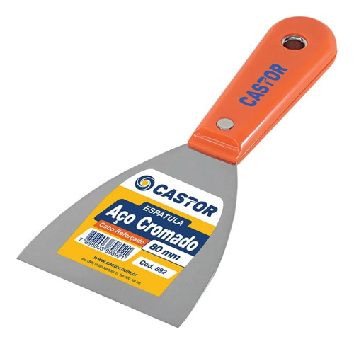Espatula Aco Cromado 80mm Cabo Plastico Reforcado - Castor