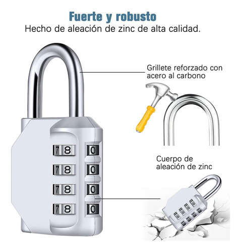 , 2pcs Candado Locker, Candado De Combinación De 4 Dígitos,