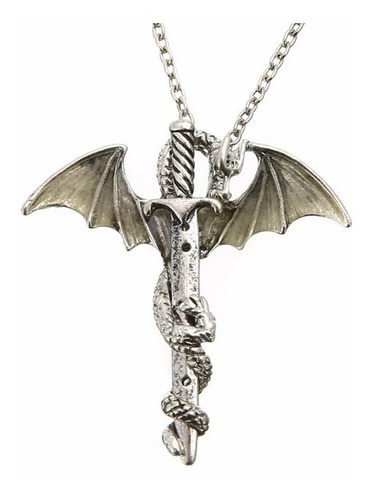 Collar En Forma De Dragon Con Espada Medieval Pareja Hombre