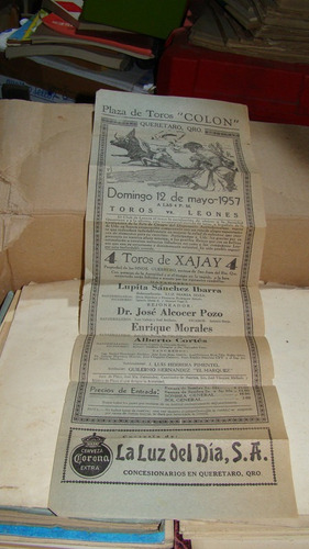 Anuncio Plaza De Toros Colon , Queretaro , Año 1957 (Usado)