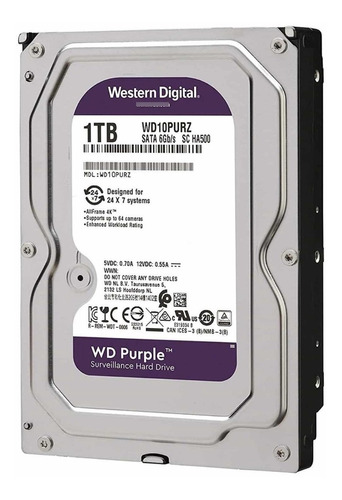 Disco Duro Western Digital De 1tb 3.5 Sata3 Purple Para Dvr