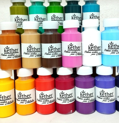 Kit De 18 Pinturas Acrílicas Kether 30ml Excelente Calidad