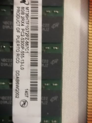 Memoria Servidor Micron 8gb 2rx4 Pc2-5300p Hp 657908-001 (Usado)