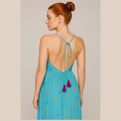 Vestido Indiano Feminino Longo Boho Bordado Indiano Longo