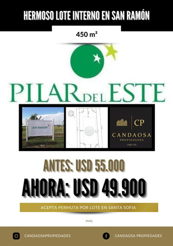 Oportunidad!  Lote  Interno En Venta, San Ramón, Pilar Del Este