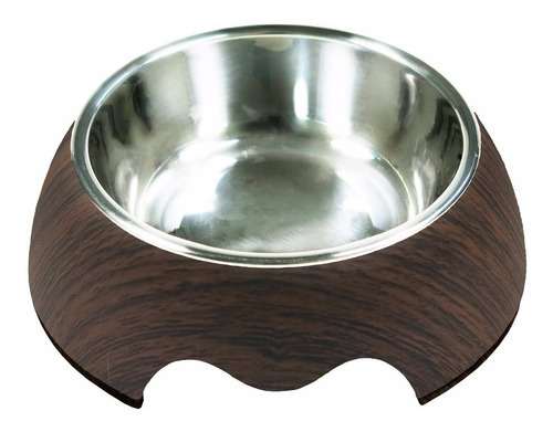 Plato Comedero Lujo P/ Perro Gato Mascota Pet75 Madera 160ml