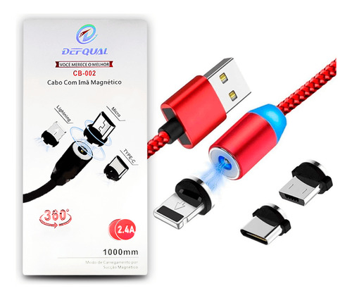 Carregador Universal 3 Em 1 Com Ponta Magnética