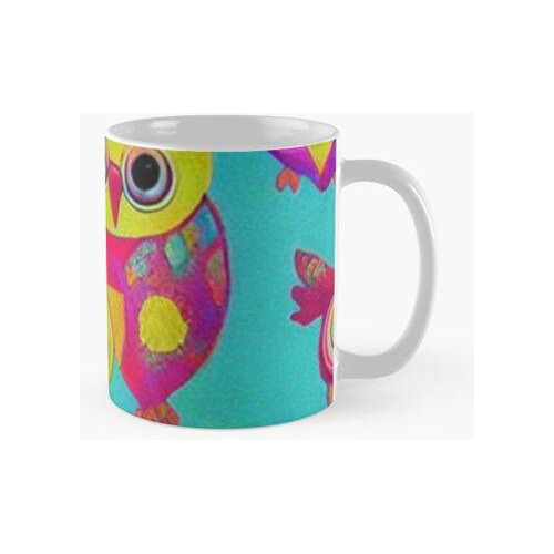 Taza Grandes Ojos Saltones Nido De Lechuza Plumas De Cría Vi