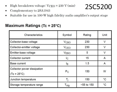 1 Pza. Transistor 2sc5200 / 2sa1943, Seleccione 2sa1943 Pnp