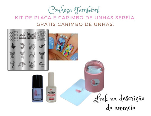 Imagem 2 de 9 de Kit Placas E Carimbos De Unhas Sereia P77