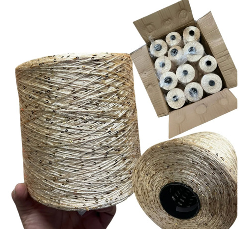 Hilo Con Lentejuelas Sherazade Cono Por 1kg Verde Lentejuela