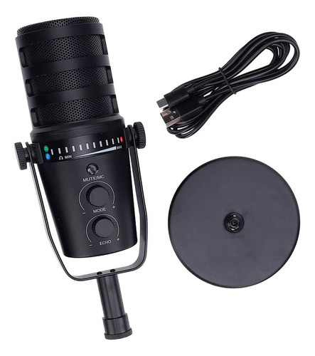 Microfone Condensador Gamer Usb Com Isolamento De Ruído Preto