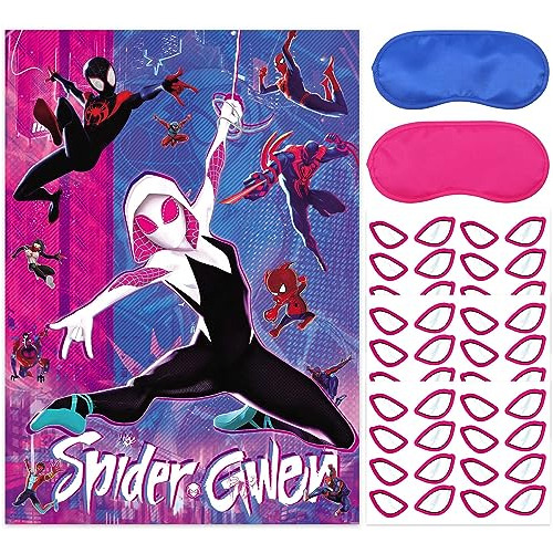 Spider Gwen Birthday Party Supplies, Pin The Eye On Spi...