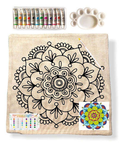 Kit Funda De Cojín Para Pintar Mandala D