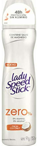 Lady Speed Stick Zero Antitranspirante Fresh Coconut 91g