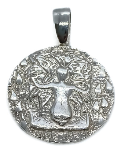 Dije Medalla Meditación Yoga Plata 925 35 Mm 