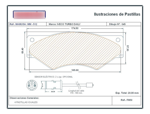 Pastillas De Frenos 0512 Delanteras Iveco Turbo Daily 59.12
